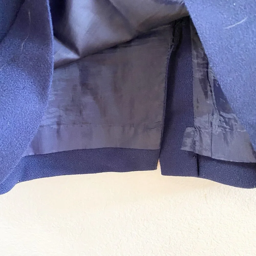 Vintage Jones New York Pencil Skirt 24W Navy Blue Wool Pleated Lined‎ Zipper